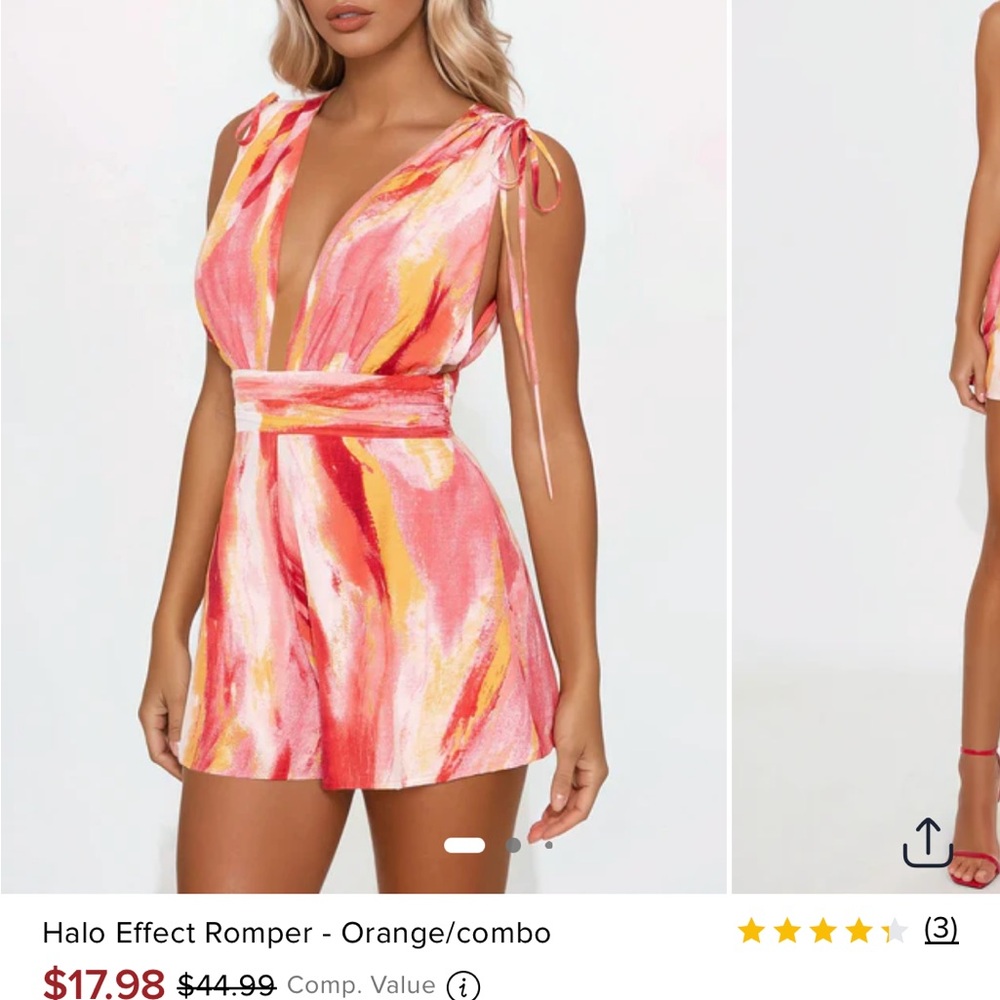 Fashion Nova Orange and Pink Romper